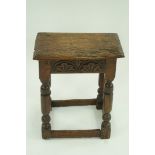 A 17th century and later oak joint stool