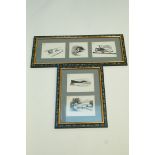 A set of four framed wood block etchings