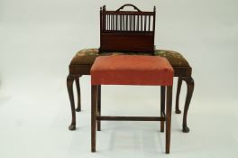 A mahogany stool with inlaid needlework,