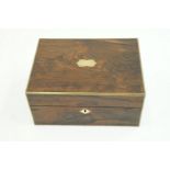 A Victorian rosewood brass bound workbox