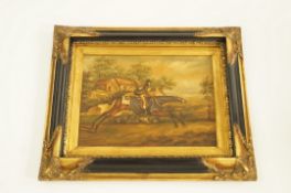 A decorative oil on canvas of a horse an