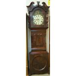 A large longcase clock, the painted dial