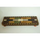 Tunbridge Ware cribbage board with Mason