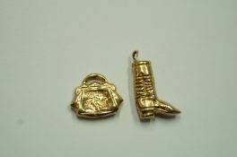 A 9ct gold boot charms; and a 9ct gold h