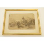 M. Clarke, Spiez Lake of Titan, charcoal heightened with white, signed and dated 1871 and titled