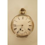 A continental silver open faced pocket watch, the cased marked for Omega, the movement unsigned