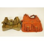 Two Mulberry leather handbags, one green and the other orange