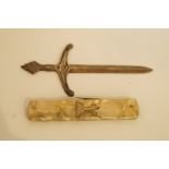 A silver Celtic sword letter opener, makers mark C.C., Edinburgh 1950, 10.5 cm long, 13.5 g gross;