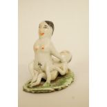 Two Chinese porcelain erotic figures, one in a gourd shaped box and cover, L 9.25cm