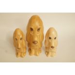 Three Sylvac pottery long faced dogs, models 2950 and 2951, H 18cm and smaller