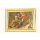 Spanish School 'Carousing Couple' oil on canvas, indistinctly signed inscribed and dated in bottom