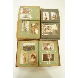 A collection of postcards 1900-1930, in three albums