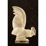 A Lalique style glass figure of a cockerel, H 9cm