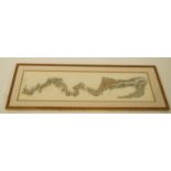 Tomblesons panoramic map of the Thames and Medway, hand coloured etching, 97cm x 25cm