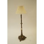 An early 20th century brass telescopic standard lamp, H 123cm