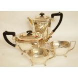 An Art Deco four piece silver plated tea service