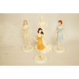 Four Coalport figures of "Grace"; The Birthstone Collection - November-Topaz; October-Opal;