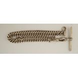 A silver watch chain, of uniform curb links, 36cm long,