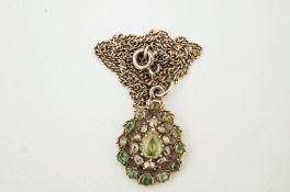 A nineteenth century emerald and diamond pendant, probably continental,
