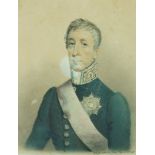 English School circa 1838
A  portrait believed to be the Duke of Wellington
Watercolour
Signed and