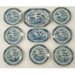 A set of seven late 18th century Chinese export hexagonal porcelain plates,