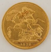 An 1878 full sovereign, Victoria young head,