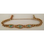 An Edwardian turquoise and split pearl bracelet,