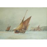 Frederick James Aldridge (1850 - 1933)
Sailing in heavy seas off the coast
Watercolour
Signed lower