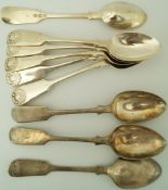 A set of six Victorian silver teaspoons, by Charles Boyton, London 1894, fiddle and shell pattern,