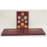 Coinage of Great Britain, three proof presentation set from 1970 issued by Royal Mint,