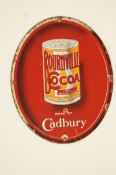 A Bournville cocoa oval enamel advertising sign, 33cm x 26.