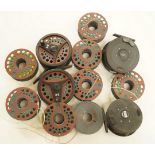 Four Leeda fly reels and spare spools