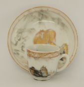 A Chinese Qianlong period porcelain miniature porcelain cup and saucer,