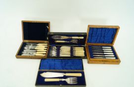 A silver and mother of pearl handled part set of fruit knives and forks, Sheffield 1936,