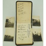 A collection of golfing autographs mostly from the 1920's contained in a leather bound autograph