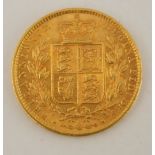 An 1872 full sovereign, Victoria young head,