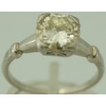 A diamond single stone ring, stamped 'Plat', the brilliant cut stone,