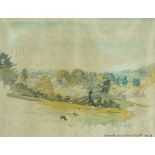 Neil MacFadyen
View of Burrington Church from Russets
Pencil and watercolour
Inscribed and dated