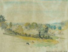 Neil MacFadyen
View of Burrington Church from Russets
Pencil and watercolour
Inscribed and dated