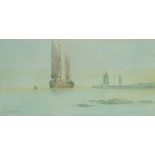 A. I. Lanense
Fishing boats in calm seas
Watercolour
Signed lower left
12.5cm x 24.