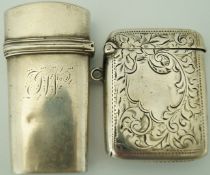 A George IV silver etui case, by Joseph Willmore, Birmingham 1829, of plain form, monogrammed,