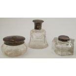 A silver and tortoiseshell mounted glass scent bottle, London 1915,