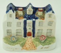 A mid 19th century Staffordshire pottery model of a house, probably Stanfield Hall, 13.