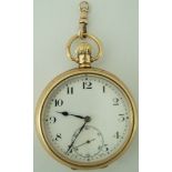 A 9ct gold open faced pocket watch, Birmingham 1922,