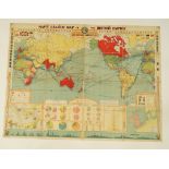 A 1922 linen backed colour Navy League map of the British Empire, 151cm high,