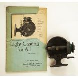 An 'Allcock Stanley' casting reel and handbook