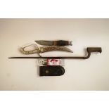 A Brown Bess bayonet and various other items