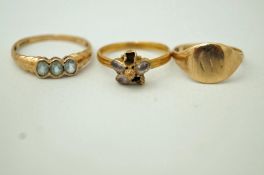 A stone set ring, to a shank stamped for 22 carat gold and other marks, some settings vacant,