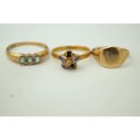 A stone set ring, to a shank stamped for 22 carat gold and other marks, some settings vacant,