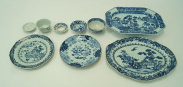 A late 18th century Chinese porcelain cantered rectangular serving dish,